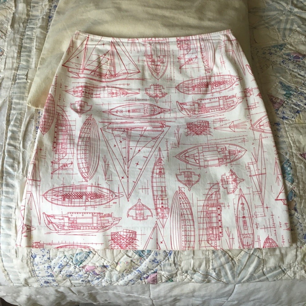 Ann Taylor Nautical Red-on-White Skirt s: 4